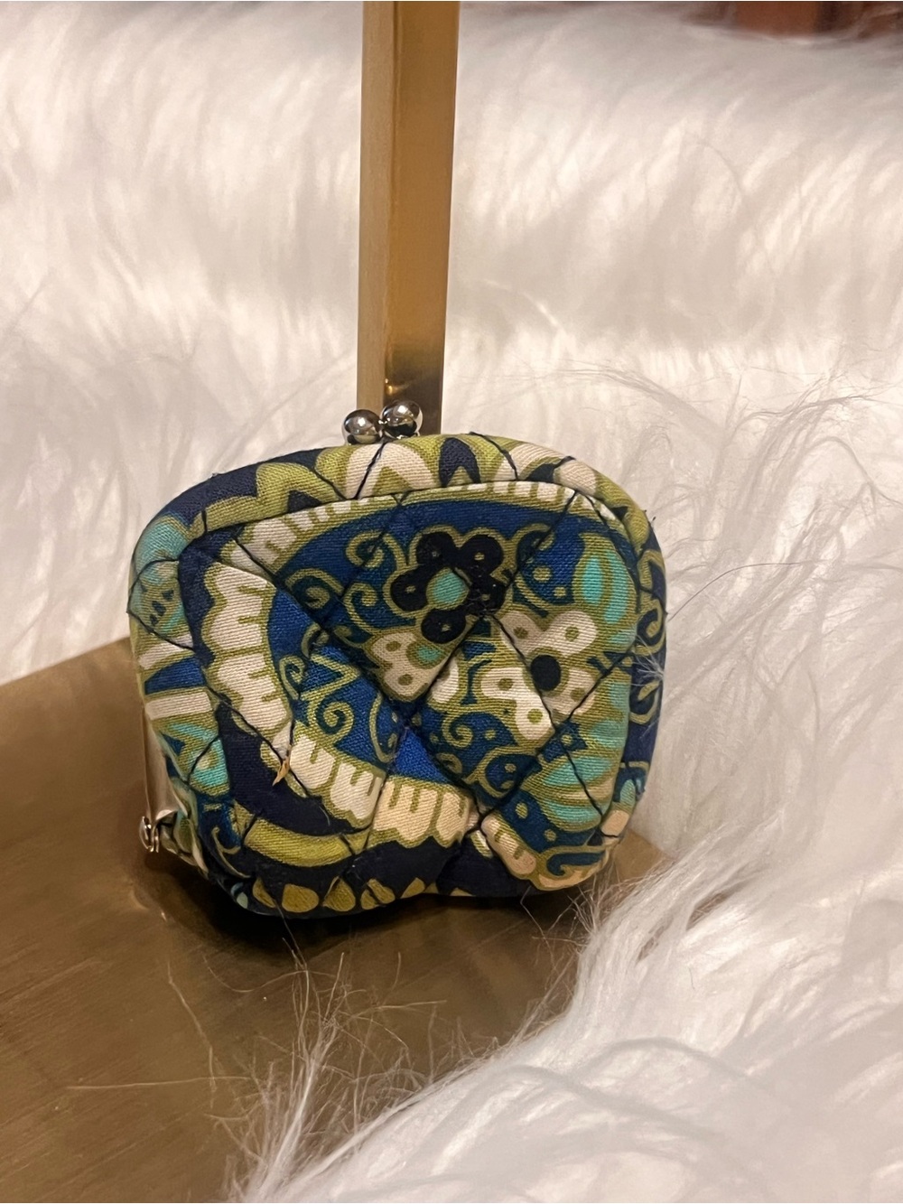 Vera Bradley Navy Floral Kiss-Lock Coin Purse with Teal & Lime Accents - Picture 3 of 9